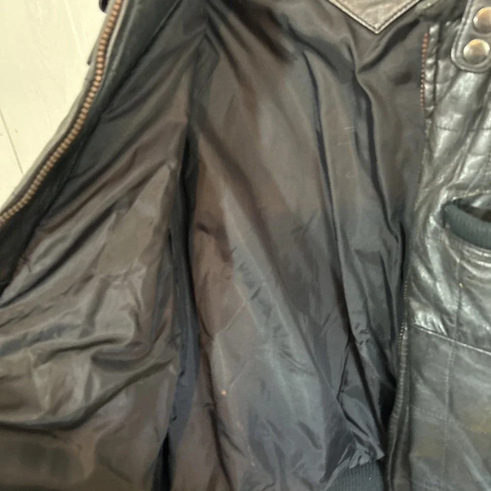 Mens Vintage 80's Reliable Sportswear Large Black Quilted Leather Jacket Flight